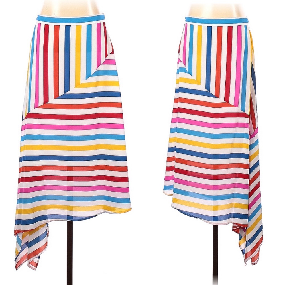 Color me Courtney Rainbow Stripe Elle MIDI Skirt Small 2